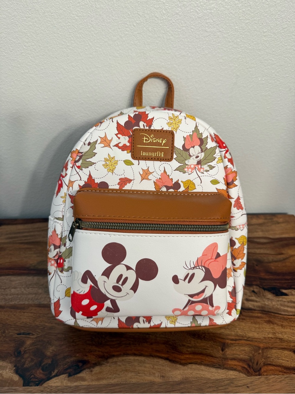 Loungefly Disney Autumn Mickey & Minnie Leaf Mini Backpack - NEW, Never Used